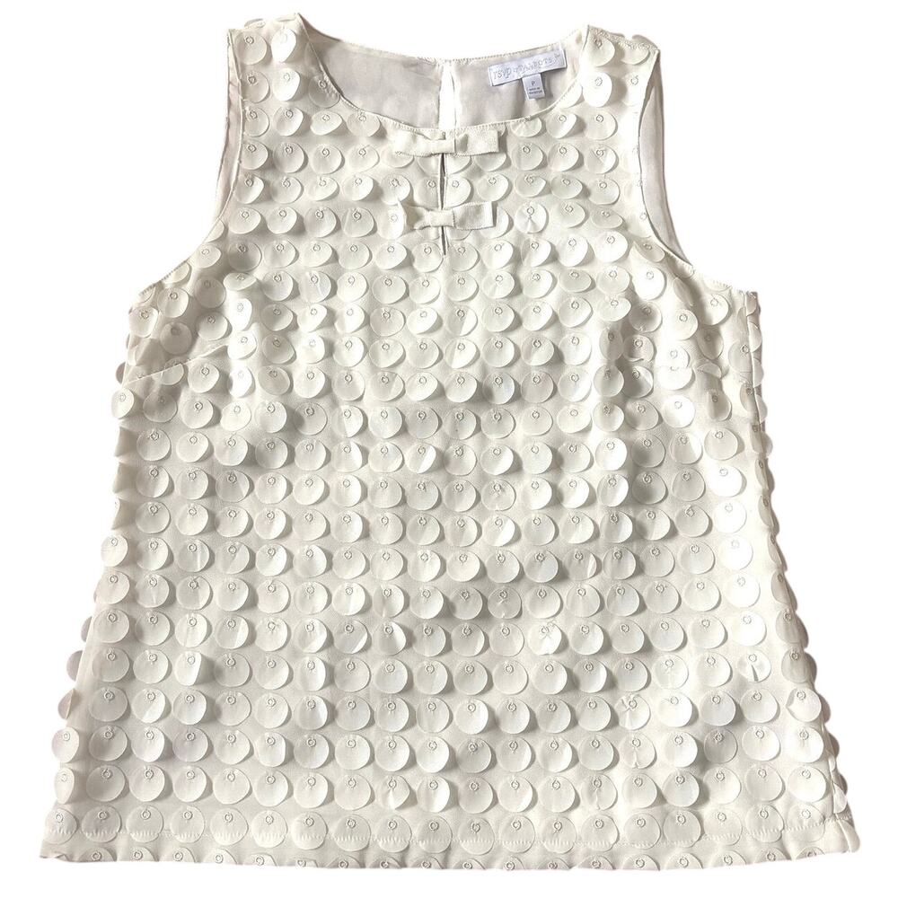 Cream Top with Bows- 3D Appliqué, Sleeveless